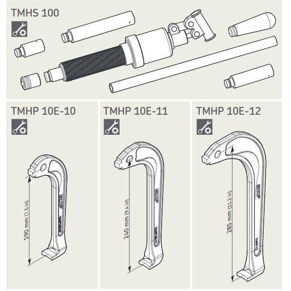 TMHP 10E-5 - držák čelistí, středová matice, šrouby a matice pro uchycení čelistí